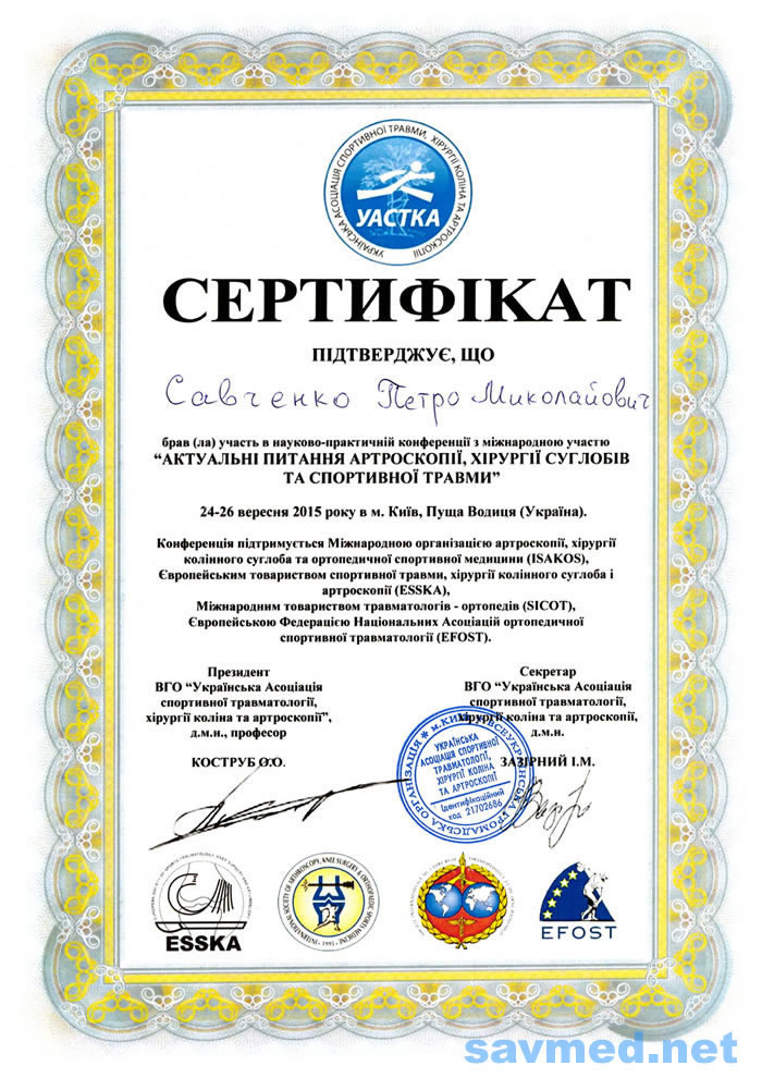 Сертифікат 2 — Савченко Петро Миколайович